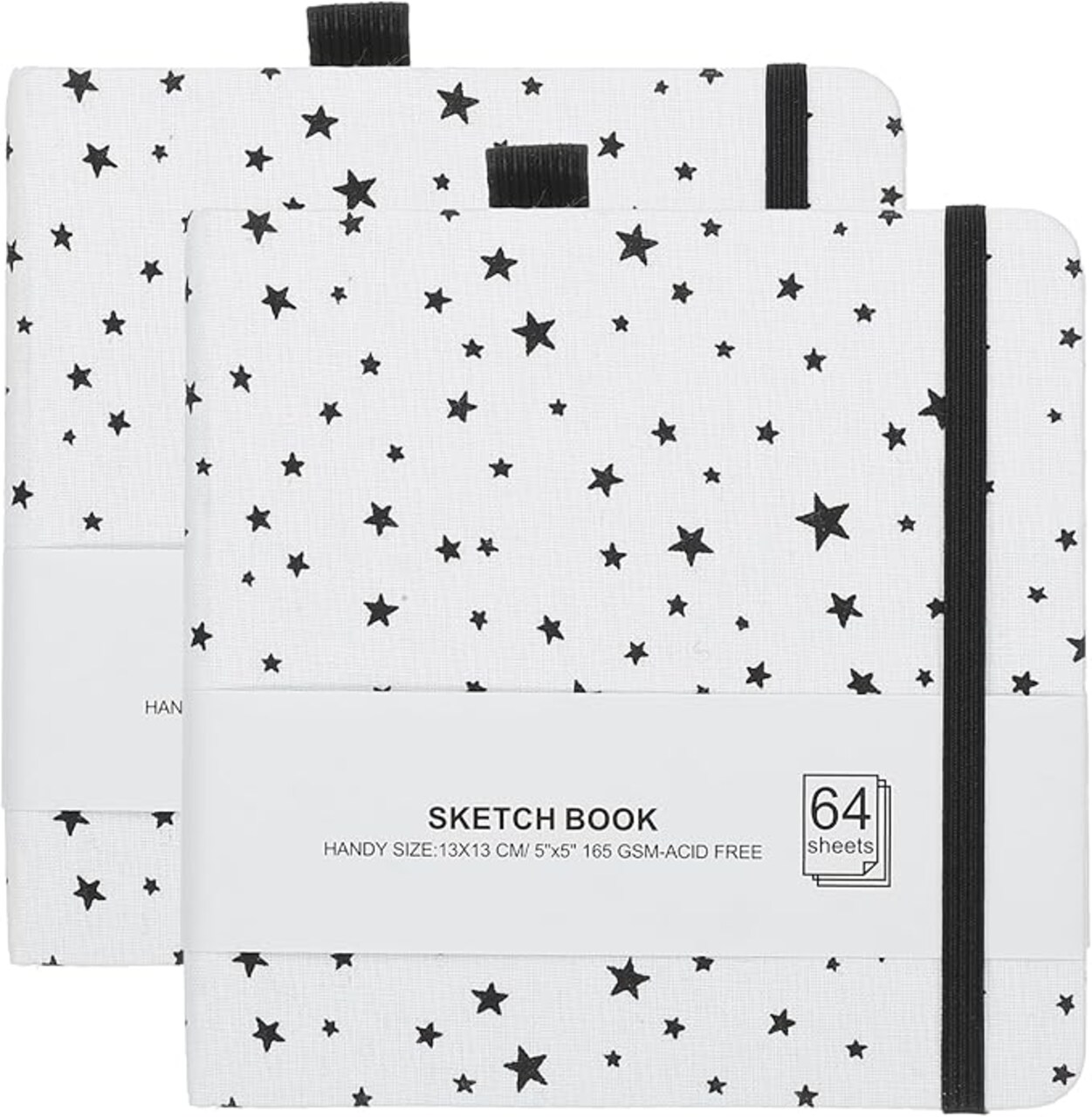 2 Pcs 5.1x5.1 Watercolor Sketchbook, 64 Sheet 165GSM/112lb Watercolor Paper Sketchbooks White Star